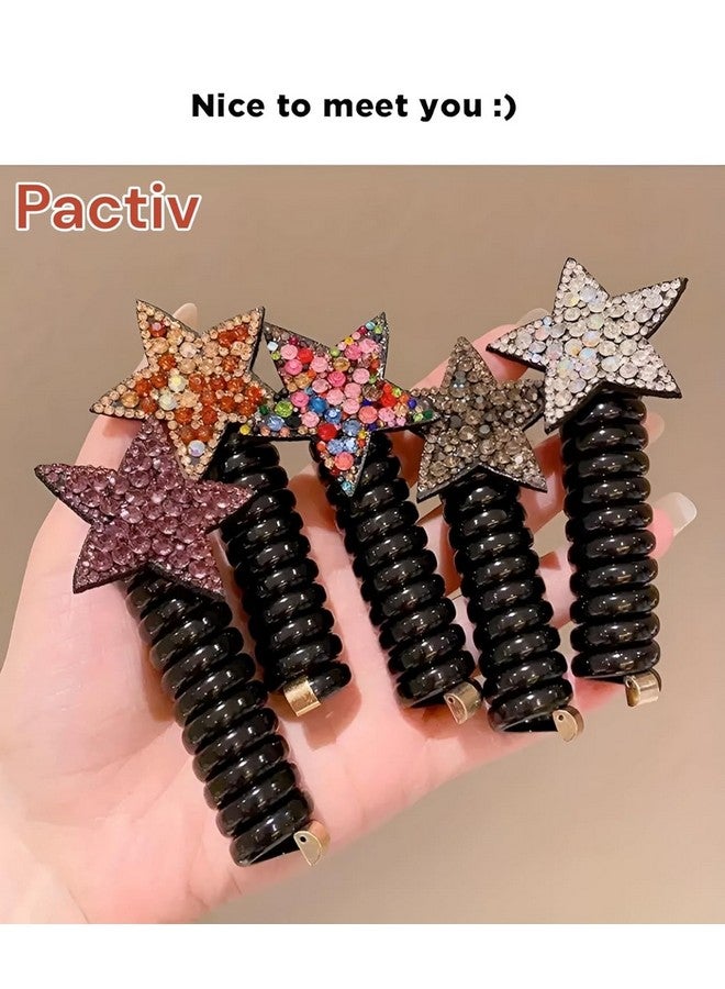 KARDIFF Black Telephone Wire Hair Bands for Kids, Cute Star Phone Cord Spiral Hair Ties,Full Stertchy Rubber Band for Cute Babies Hair Styling,Ponytail Holder Accessories 2Pcs/Set - Image 4