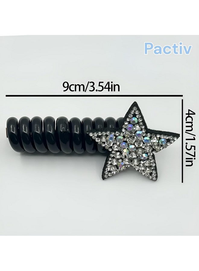 KARDIFF Black Telephone Wire Hair Bands for Kids, Cute Star Phone Cord Spiral Hair Ties,Full Stertchy Rubber Band for Cute Babies Hair Styling,Ponytail Holder Accessories 2Pcs/Set - Image 5