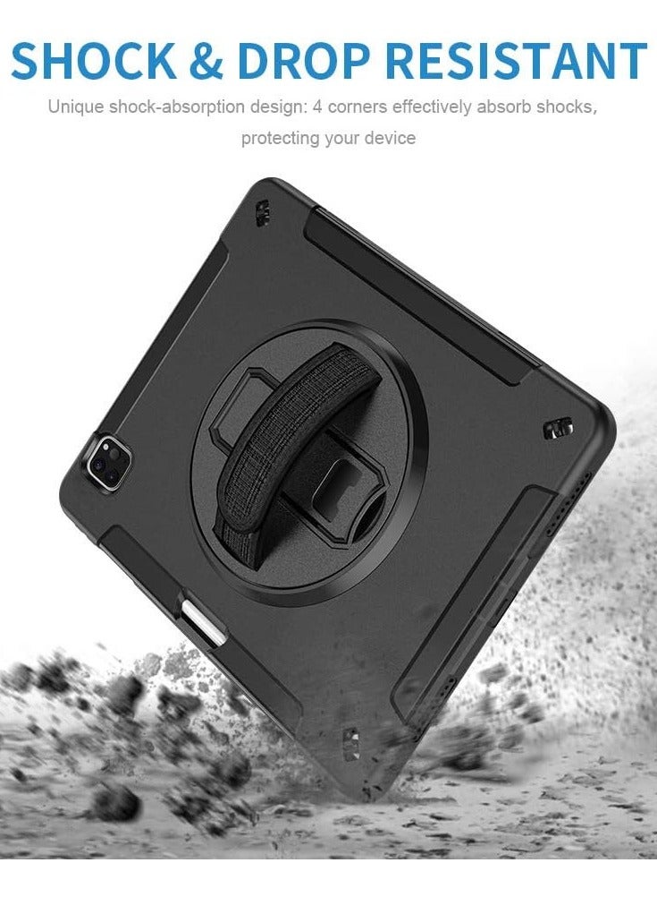 عام حافظة واقية للأطفال متوافقة مع آي باد برو 11 بوصة 2024 (5 جنرال) غطاء متين مقاوم للصدمات مع مسنده / حزام اليد لباد برو 11 بوصة - Image 4