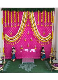 SP SELLPLUS Sellplus Backdrop Setup for Mehndi haldi Marrige Pooja ganpati Home Decoration Combo of Marigold Strings Set 7  - Image 1