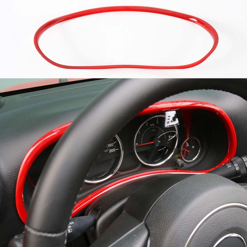 Jimen Compatible with 20112018 Jeep Wrangler JK Unlimited Instrument Panel Trim Cover Dashboard Accessories Red