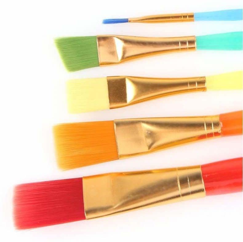 Synthetic Flat Paint Brush for Oil, Acrylic Paintings - Painting Art Accessories Multicolored - 5Pcs - Image 3