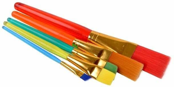 Synthetic Flat Paint Brush for Oil, Acrylic Paintings - Painting Art Accessories Multicolored - 5Pcs - Image 1