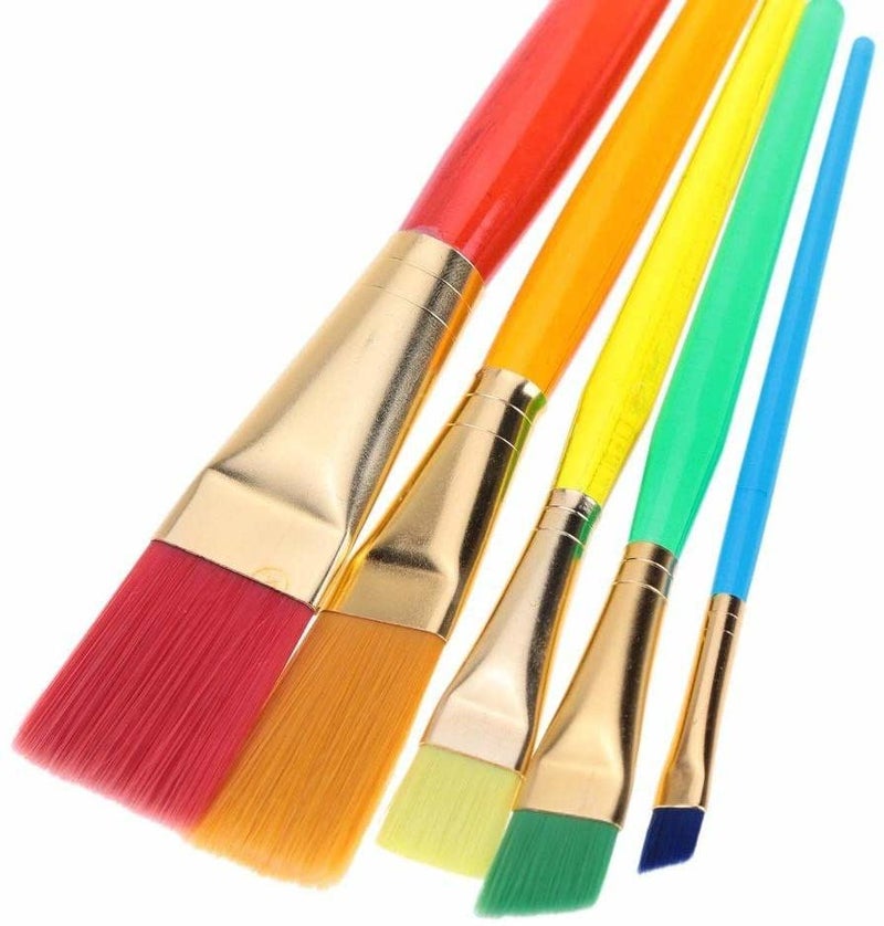 Synthetic Flat Paint Brush for Oil, Acrylic Paintings - Painting Art Accessories Multicolored - 5Pcs - Image 2