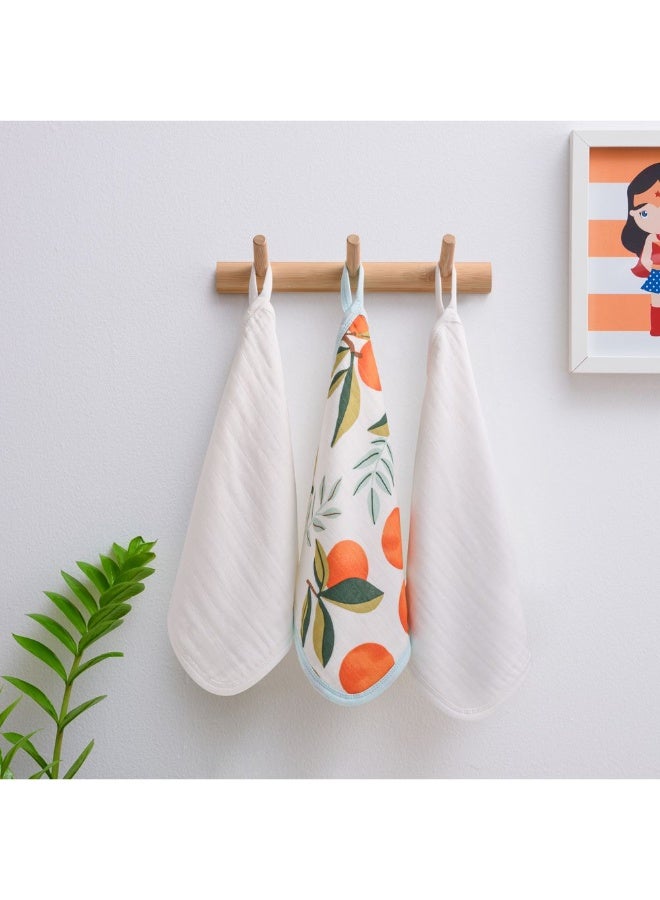 Anvi Baby - Face Cloth - Pack of 3 - Orange Orchard - Image 2