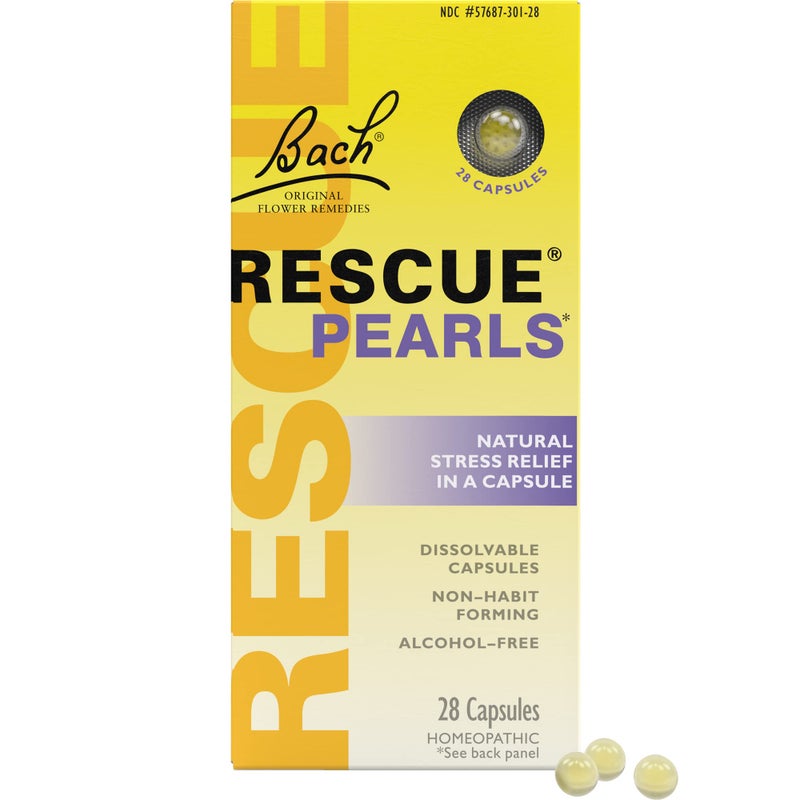 RESCUE Bach RESCUE PEARLS, Natural Orange Vanilla Flavor, Natural Stress Relief, Homeopathic Flower Essence, Quick-Dissolve, Gluten & Sugar-Free, 28 Count - Image 1