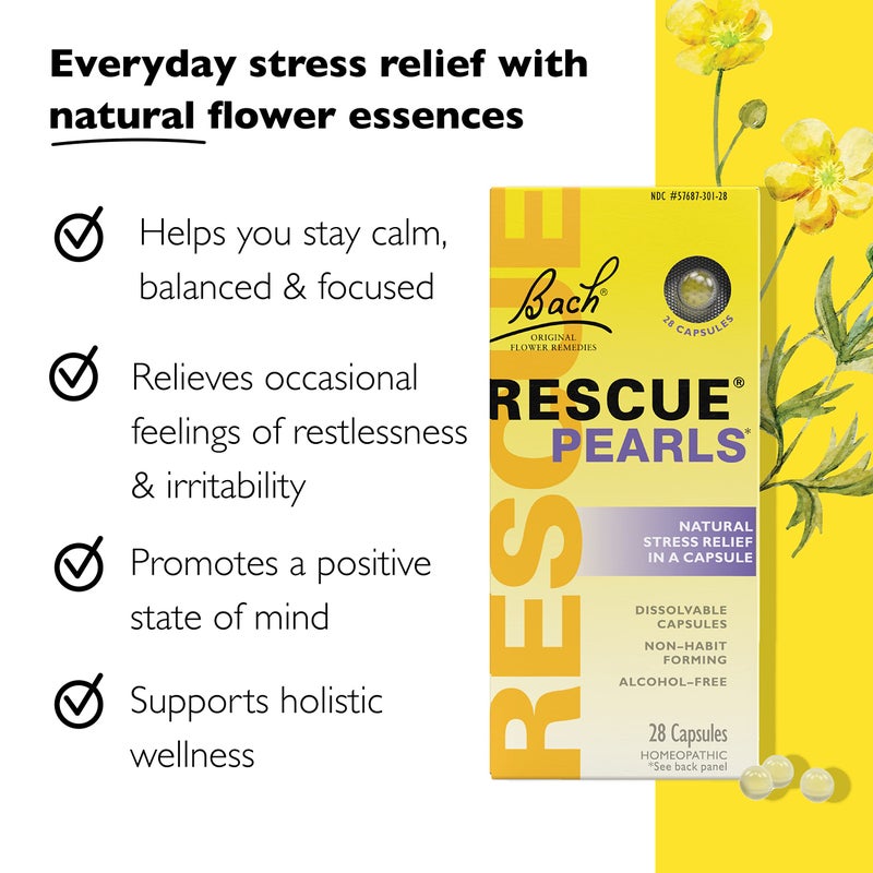 RESCUE Bach RESCUE PEARLS, Natural Orange Vanilla Flavor, Natural Stress Relief, Homeopathic Flower Essence, Quick-Dissolve, Gluten & Sugar-Free, 28 Count - Image 2