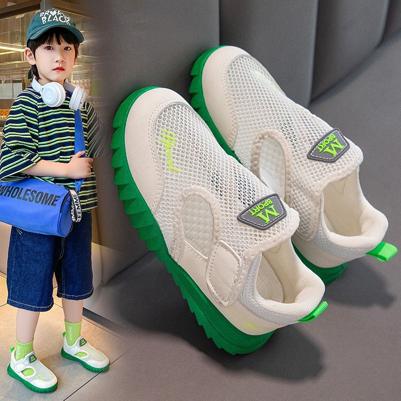 Children'S Spring Summer Autumn Breathable Single Mesh Sports Mesh Shoes New Soft Sole Beach Shoes For Boys And Girls Fashionable Cloth Noodles - Image 3