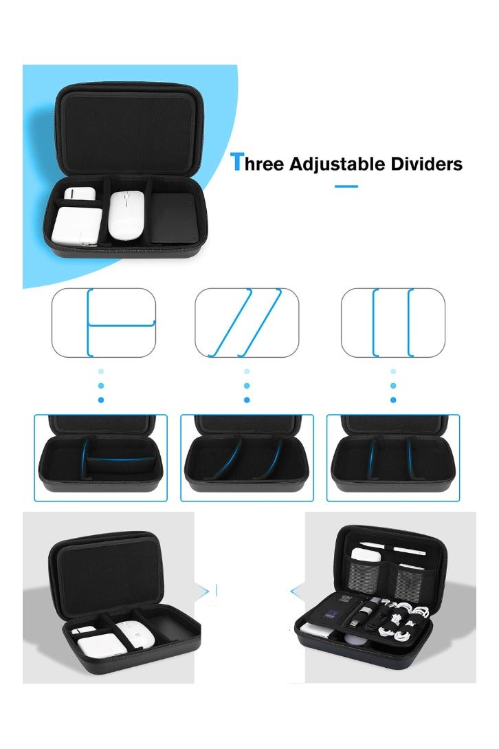 Chase Up Hard Travel Electronic Organizer Case for MacBook Power Adapter Chargers Cables Power Bank Apple Magic Mouse Apple Pencil USB Flash Disk SD Card Small Portable Accessories Bag -Black - Image 2