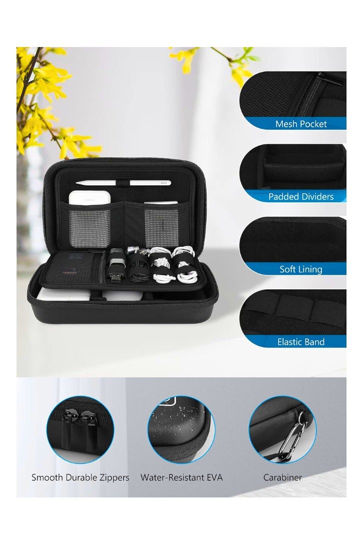 Chase Up Hard Travel Electronic Organizer Case for MacBook Power Adapter Chargers Cables Power Bank Apple Magic Mouse Apple Pencil USB Flash Disk SD Card Small Portable Accessories Bag -Black - Image 3