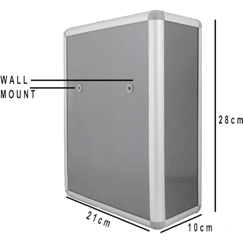 Krevia Ticket Box Letter Box for Home or Office Comment Box with Lock Table top or Wall mounting, 6 Replaceable Labels - 1pc (Silver Color - Image 3
