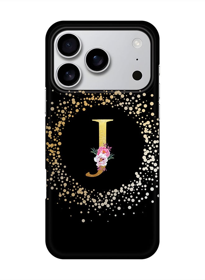 Stylizedd For iPhone 17 Pro,Case, [Compatible with MagSafe] Magnetic cover Slim fit Protection Matte, - Custom Monogram Floral - J ( Black )