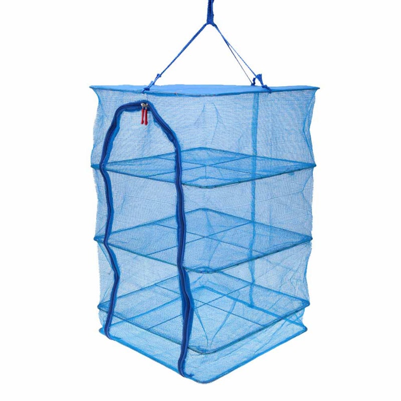 Hanging Drying Net: 4 Layers With Zipper Front - Foldable Storage Design Vegetable Drying Net For Home Kitchen, Outdoor Use And Pet-proof Dish Protection - Image 1