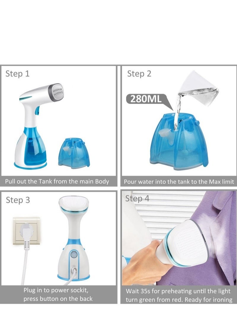 HFN Travel Portable Handheld Garment Steamer 1500W With Large Detachable Water Tank 280ml - Image 5