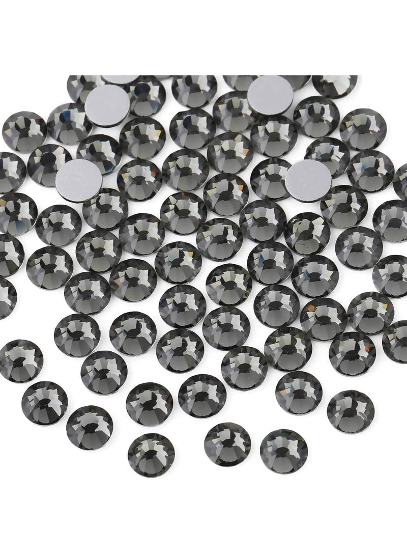 BEADSLAND Beadsland 288pcs Flat Back Crystal Rhinestones Round Gems for Nail Art and Craft Glue Fix,Black Diamond,SS34,7.1-7.3mm 