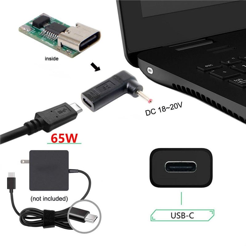 Chenyang محول تشين يانغ CY USB 3.1 نوع C USB-C إلى DC 19V 3.5x1.3mm 1.35mm محاكي مشغل محول لجهاز View Sonic M1+ (3.5x1.3mm) - Image 3