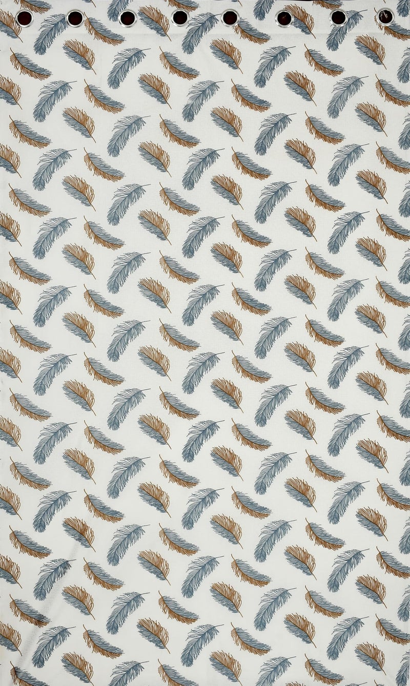 YUKANY Polyester Feather Printed Curtains 9 Feet Long Set of 5 for Window & Door, Living Room, Bedroom | Eyelet | Parda | Grey - Image 5
