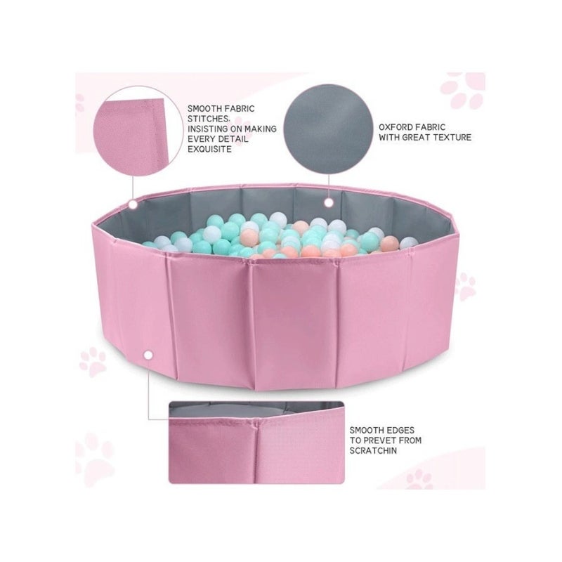 Foldable Double Layer Oxford Cloth Ball Pit, Play Ball Pool with Storage Bag Balls Not Included Playpen for Baby Toddlers Baby Ball Pool, Folding Portable Ball Pool, Double Oxford Cloth, 's Outdoor Indoor Play Pool Pink - Image 2