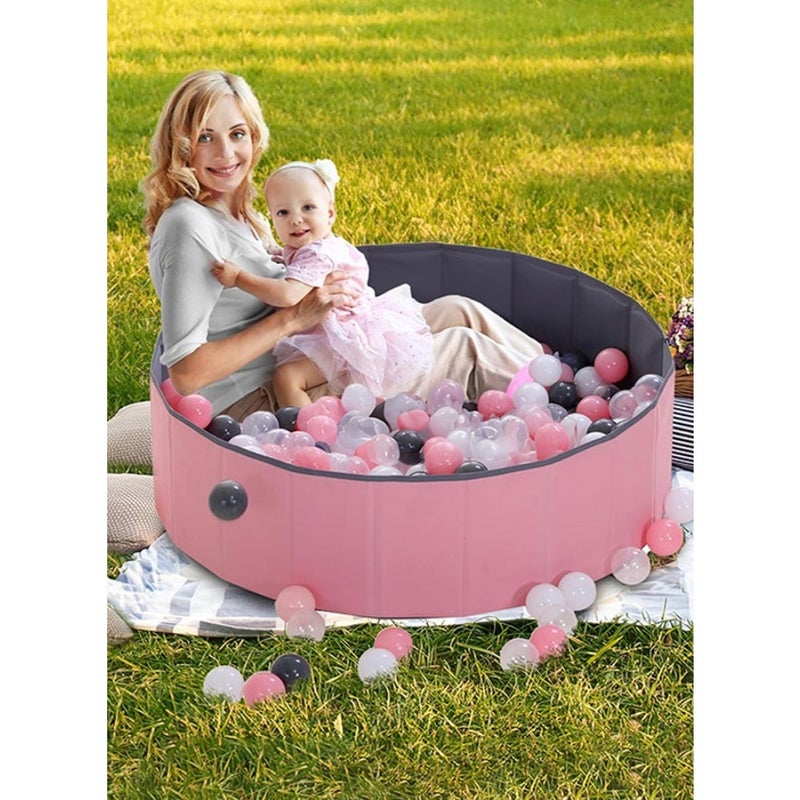 Foldable Double Layer Oxford Cloth Ball Pit, Play Ball Pool with Storage Bag Balls Not Included Playpen for Baby Toddlers Baby Ball Pool, Folding Portable Ball Pool, Double Oxford Cloth, 's Outdoor Indoor Play Pool Pink - Image 1
