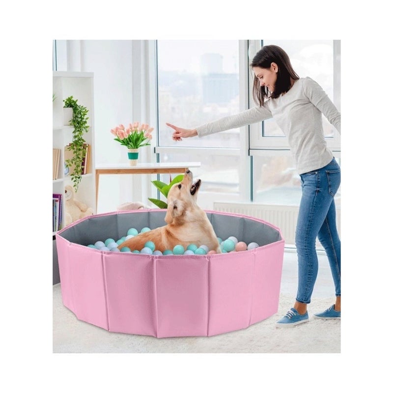 Foldable Double Layer Oxford Cloth Ball Pit, Play Ball Pool with Storage Bag Balls Not Included Playpen for Baby Toddlers Baby Ball Pool, Folding Portable Ball Pool, Double Oxford Cloth, 's Outdoor Indoor Play Pool Pink - Image 5