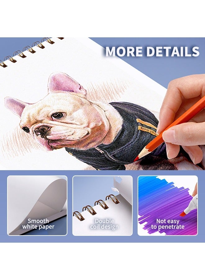 Generic A4 Professional Art Depiction Book Thickened  Sketch Book Acid-Free Paper Blank Notebook Spiral Binding for Beginners Art Students Children Diary Graffiti Sketching/60 Sheets - Image 3
