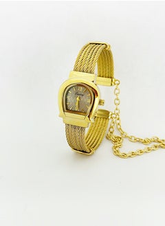 Gold bracelet with gray dial