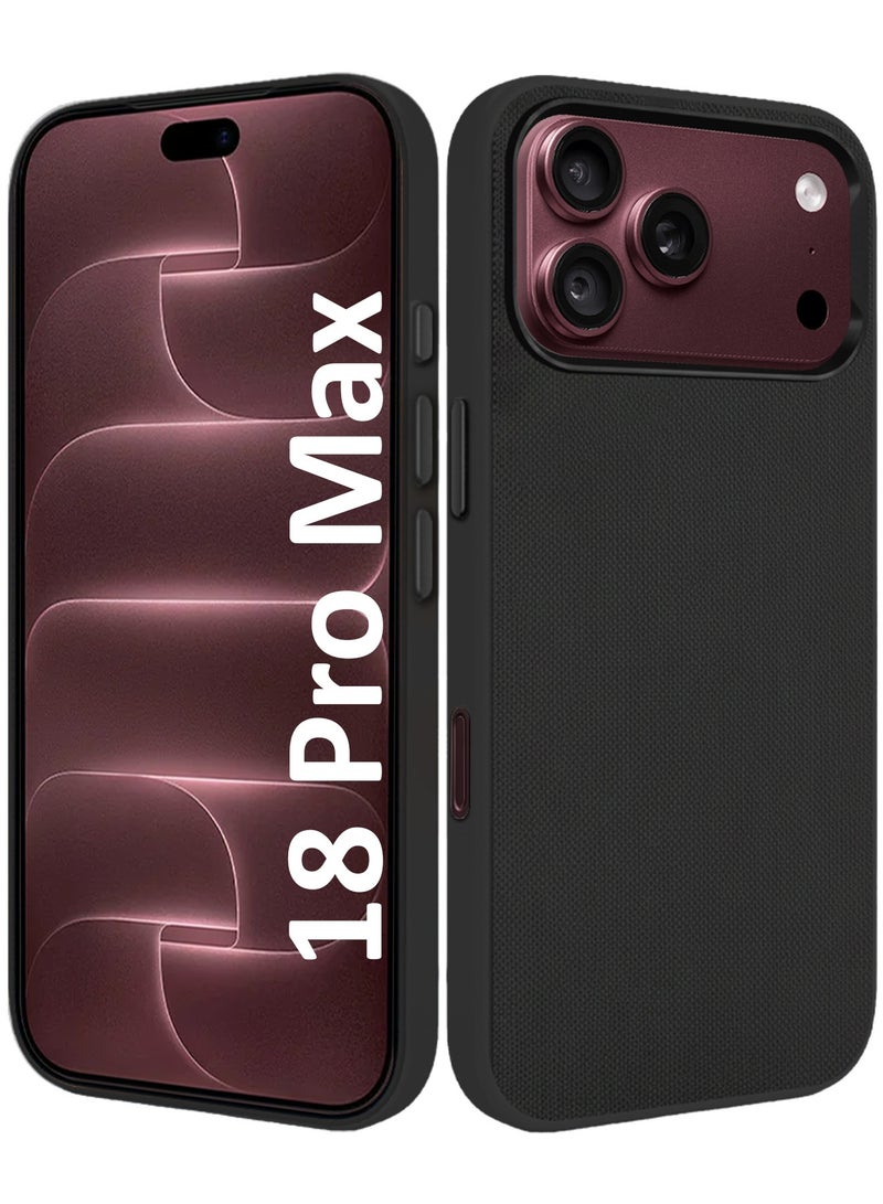 MARGOUN For iPhone 18 Pro Max Case Textured Vegan Leather Cover Slim Anti-Slip Shield Black-1 - Image 1