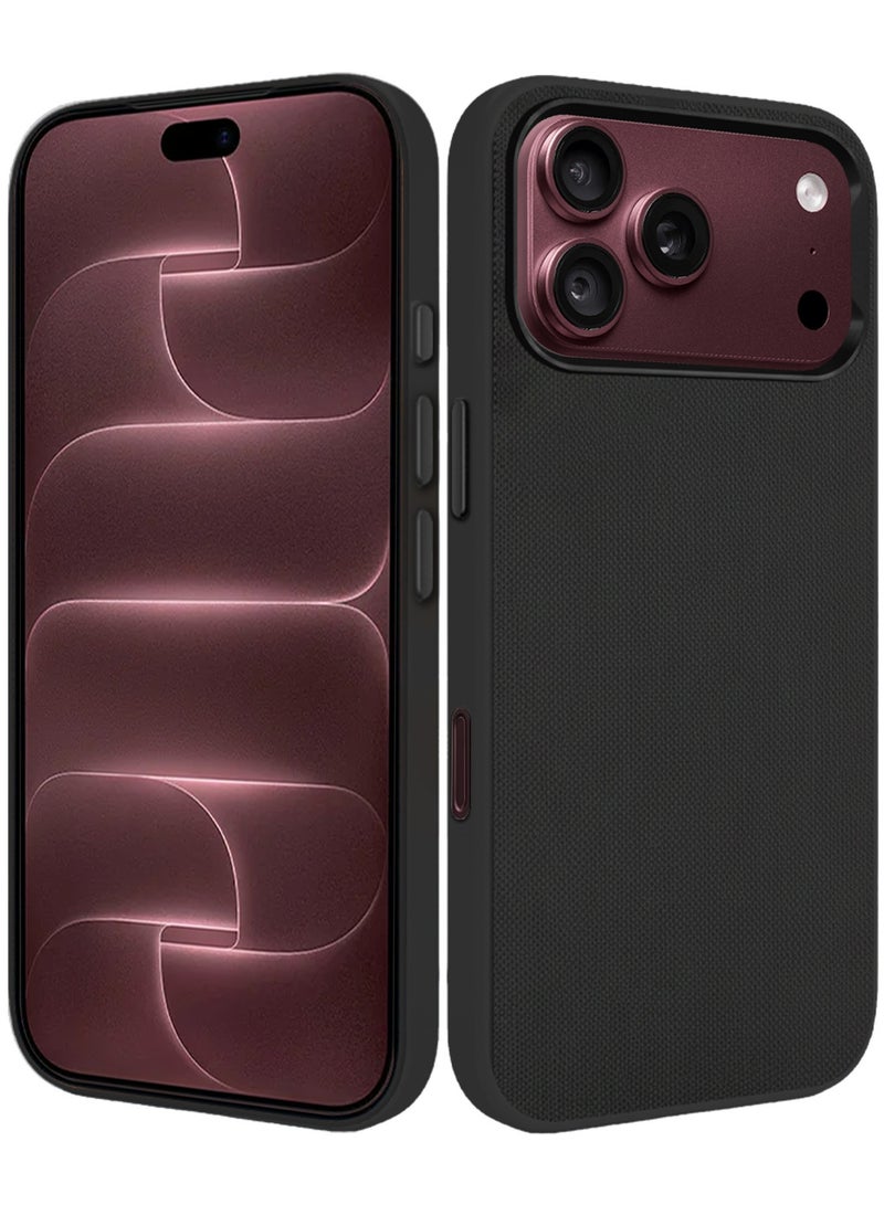 MARGOUN For iPhone 18 Pro Max Case Textured Vegan Leather Cover Slim Anti-Slip Shield Black-1 - Image 3