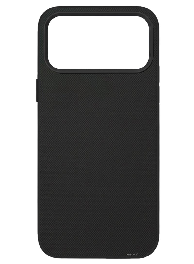 MARGOUN For iPhone 18 Pro Max Case Textured Vegan Leather Cover Slim Anti-Slip Shield Black-1 - Image 2