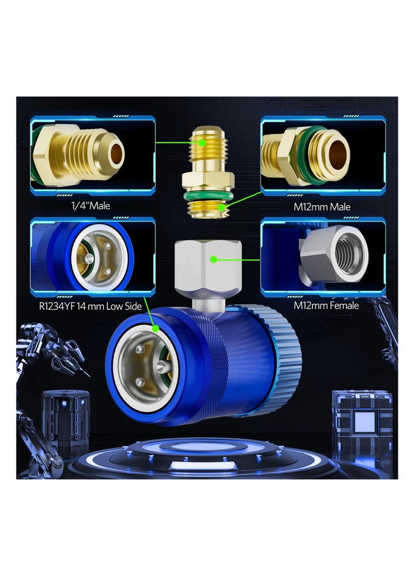 KASTWAVE - R1234yf Quick Couplers Adapter, Set of 2 R1234yf Adapter, Adjustable High/Low Side, R1234yf Manual Couplers Connector, Adapters, Replacement for Car AC System Evacuation Recharging - Image 1
