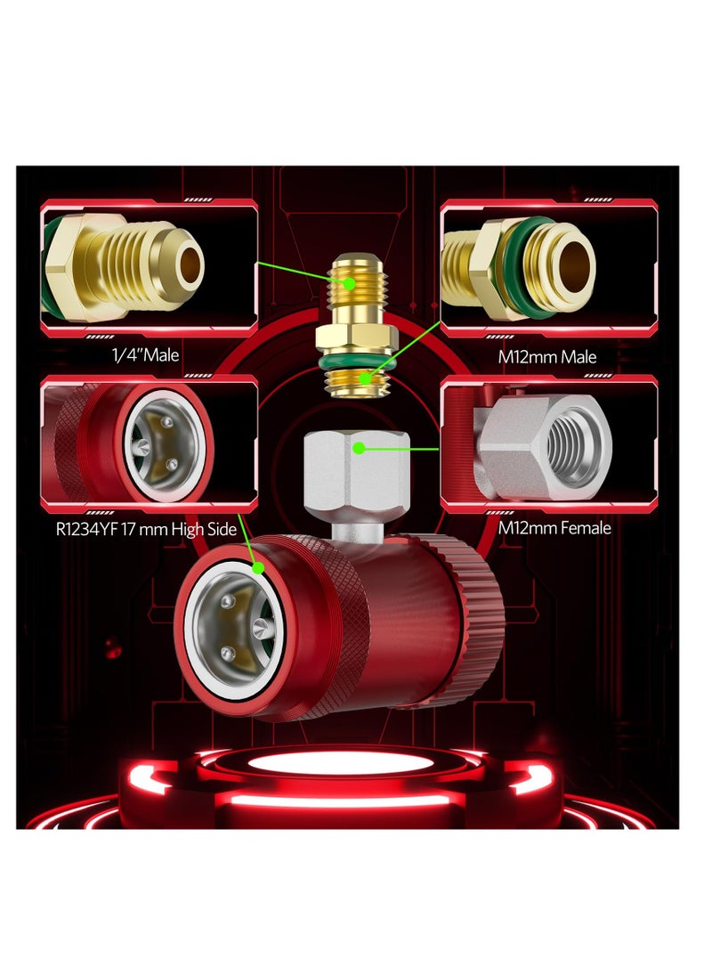 KASTWAVE - R1234yf Quick Couplers Adapter, Set of 2 R1234yf Adapter, Adjustable High/Low Side, R1234yf Manual Couplers Connector, Adapters, Replacement for Car AC System Evacuation Recharging - Image 1