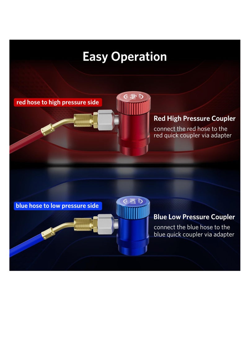 KASTWAVE - R1234yf Quick Couplers Adapter, Set of 2 R1234yf Adapter, Adjustable High/Low Side, R1234yf Manual Couplers Connector, Adapters, Replacement for Car AC System Evacuation Recharging - Image 1