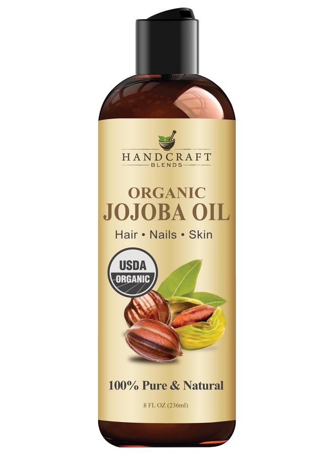 handcraft Blends Usda Organic Jojoba Oil 8 Fl. Oz 100% Pure & Natural Jojoba Oil For Skin Face And Hair Deeply Moisturizing Antiaging Jojoba Oil For Men And Women - Image 1