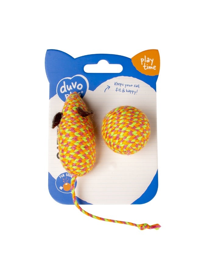 Duvo + Duvo+ Jolly Mouse & Ball Cat Toy Orange - 17.5x3.5x4.5cm - Image 2