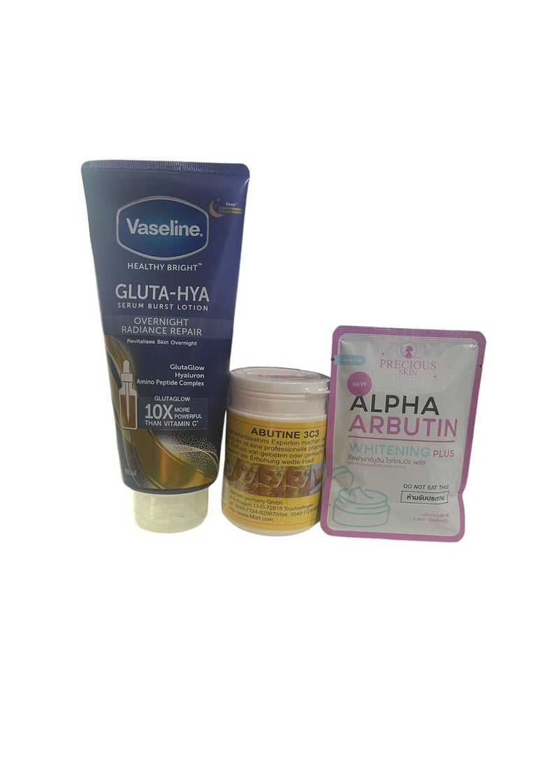 فازلين جلوتا هيا للإشراقة الليلية، أبوتين سي 3 سي، ألفا أربوتين