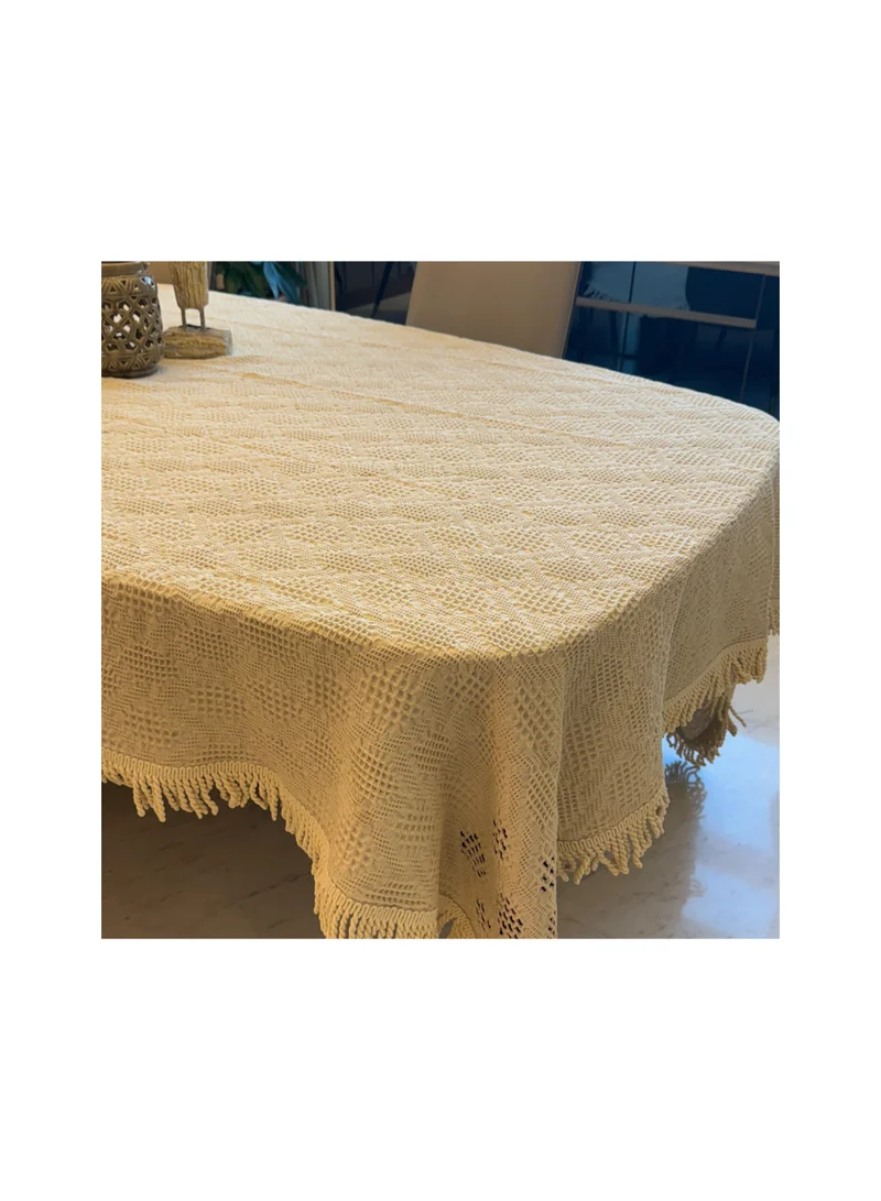 Tohfa Luxe Waffle Cotton Tablecloth with Hand-Stitched Embroidery