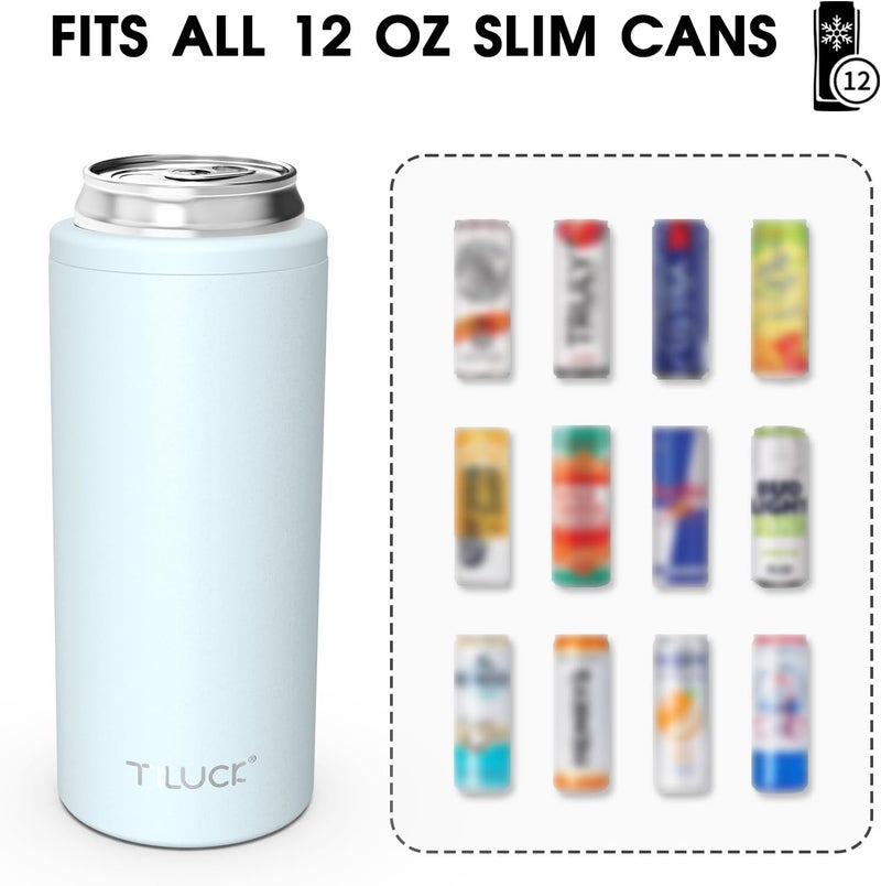 TILUCK Skinny Can Cooler for Slim Beer & Hard Seltzer, Stainless Steel, Doucle-Walled Stainless Steel Insulated Slim Cans, Standard 12 oz (Frosted Sky) - Image 3