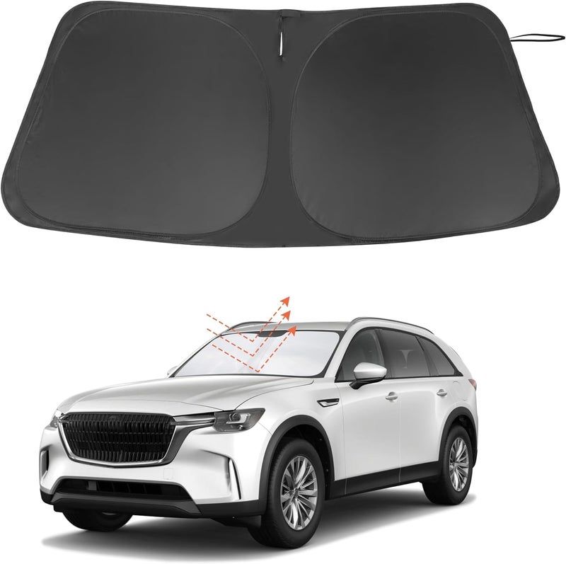 LHFLIVE Windshield Sun Shade Custom Fit for 2024 2025 2026 Mazda CX90 CX-90 Accessories Foldable Sunshade Sun Blocker Protect Car from Sun Rays & Heat Damage Keep Car Cooler Global flexible sizing options - Image 1