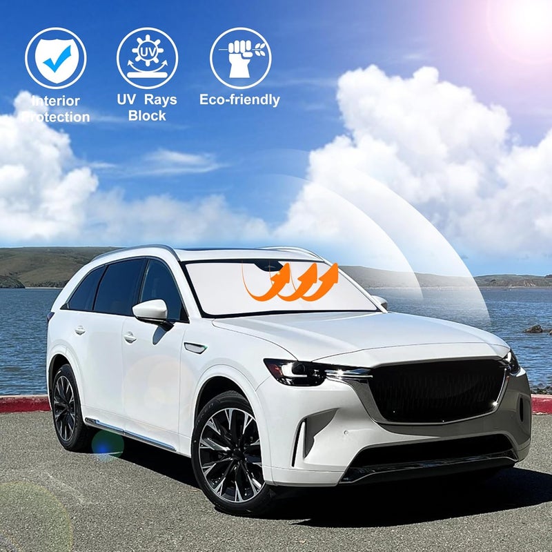 LHFLIVE Windshield Sun Shade Custom Fit for 2024 2025 2026 Mazda CX90 CX-90 Accessories Foldable Sunshade Sun Blocker Protect Car from Sun Rays & Heat Damage Keep Car Cooler Global flexible sizing options - Image 5