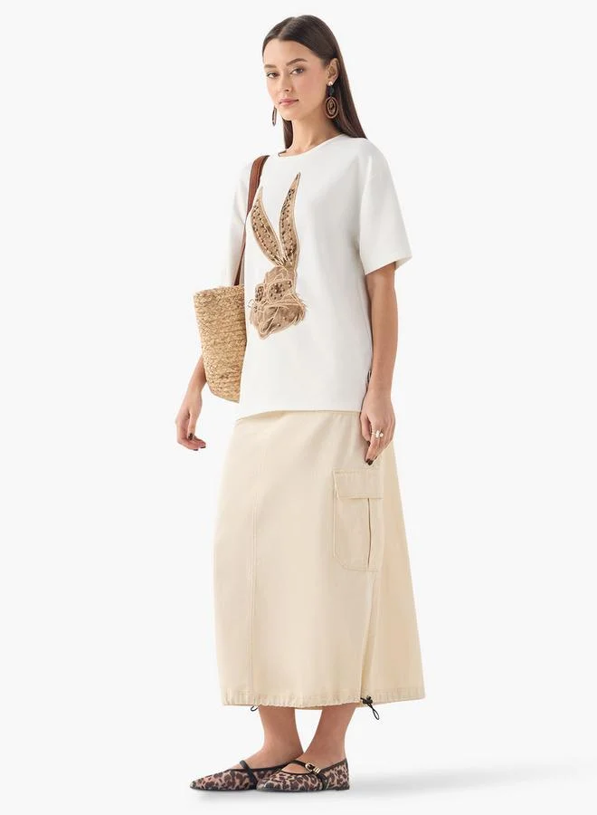 SP Characters Bugs Bunny Applique Detail T-shirt with Short Sleeves