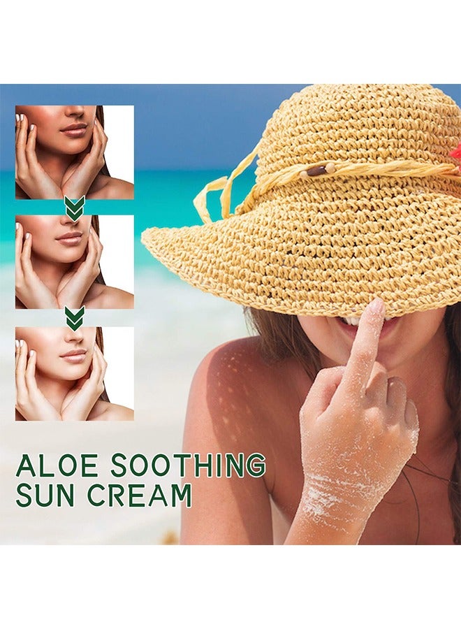 OUHOE Aloe Soothing Sun Cream SPF50+ PA+++,For Sensitive Skin,Waterproof & Sweatproof Moisturizing Sunscreen 50ml  - Image 4