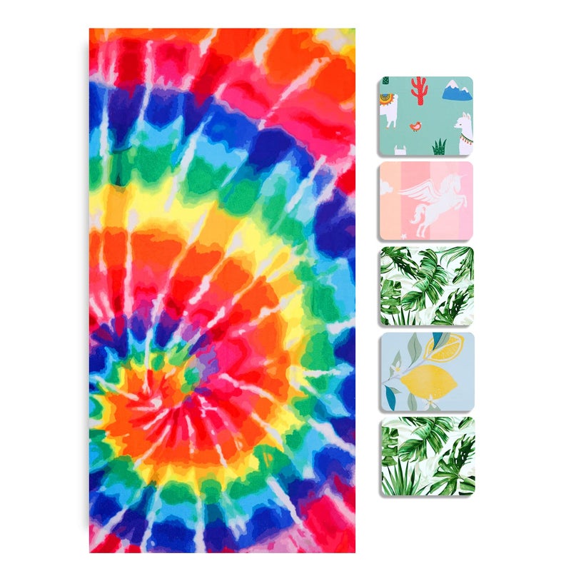 LIVILAN Oversized Tie Dye Beach Towel Blanket, Quick Dry and Sand Free Towel for Adults, 30â€X60â€Large and Lightweight Bath Pool Swimming Towel, Ideal Gifts for Family - Image 2