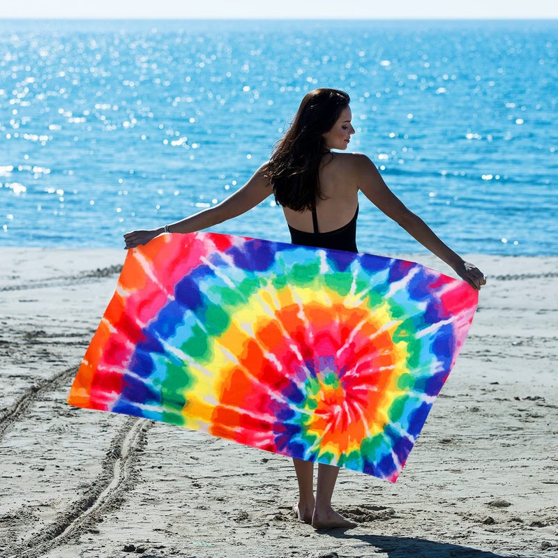 LIVILAN Oversized Tie Dye Beach Towel Blanket, Quick Dry and Sand Free Towel for Adults, 30â€X60â€Large and Lightweight Bath Pool Swimming Towel, Ideal Gifts for Family - Image 3