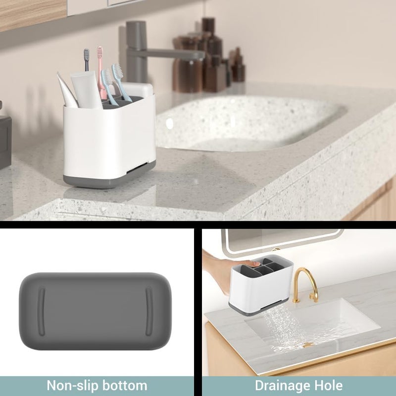 Boniry Toothbrush Holders for Bathroom - Durable and Sturdy Brush Holder, Multipurpose Brush Holder for Bathroom Wall - Perfect for Home Use (Black & White) - Image 3