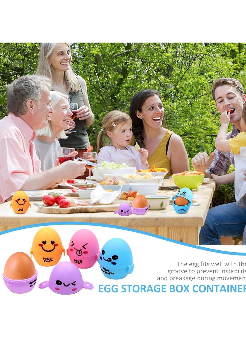 CMGTYYD. صندوق تخزين بيض محمول 4 قطع، صندوق تخزين بيض كرتوني جميل، علبة بيض كرتونية جميلة، صينية واقية للبيض بلاستيك للتنزه في الهواء الطلق والسفر والتنزه والتخييم  - Image 4