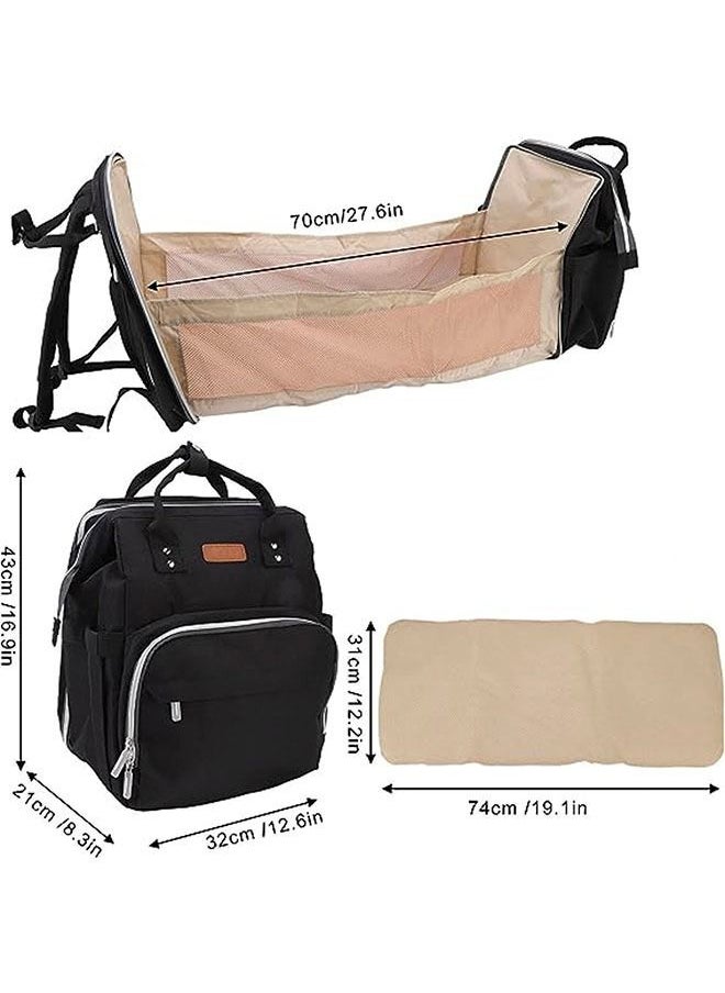 hibobi - 28L large-capacity multifunctional foldable baby diaper bag, pregnant women's backpack, mommy diaper backpack - Black - Image 1