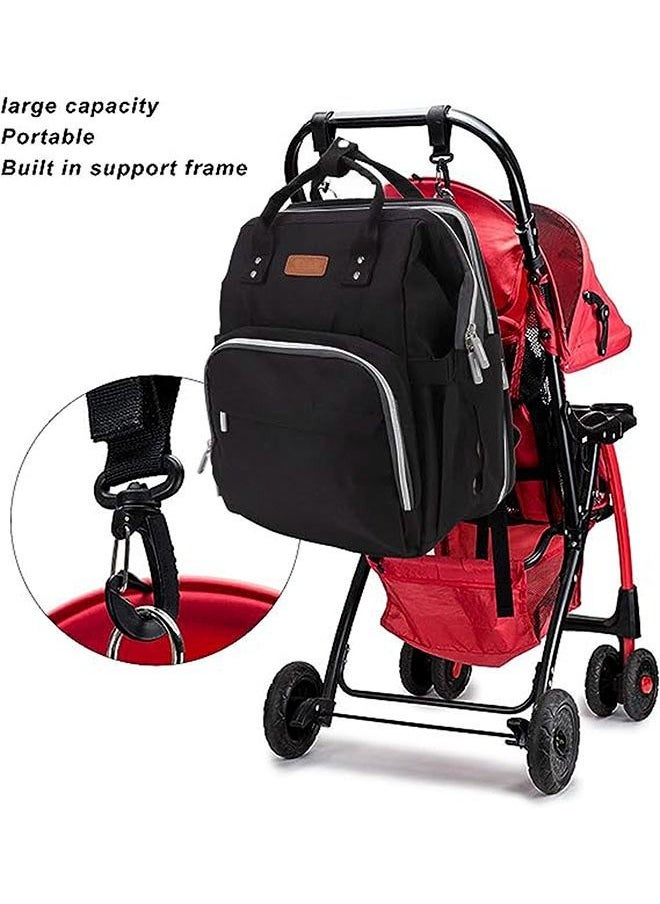 hibobi - 28L large-capacity multifunctional foldable baby diaper bag, pregnant women's backpack, mommy diaper backpack - Black - Image 1
