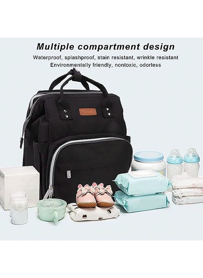 hibobi - 28L large-capacity multifunctional foldable baby diaper bag, pregnant women's backpack, mommy diaper backpack - Black - Image 1
