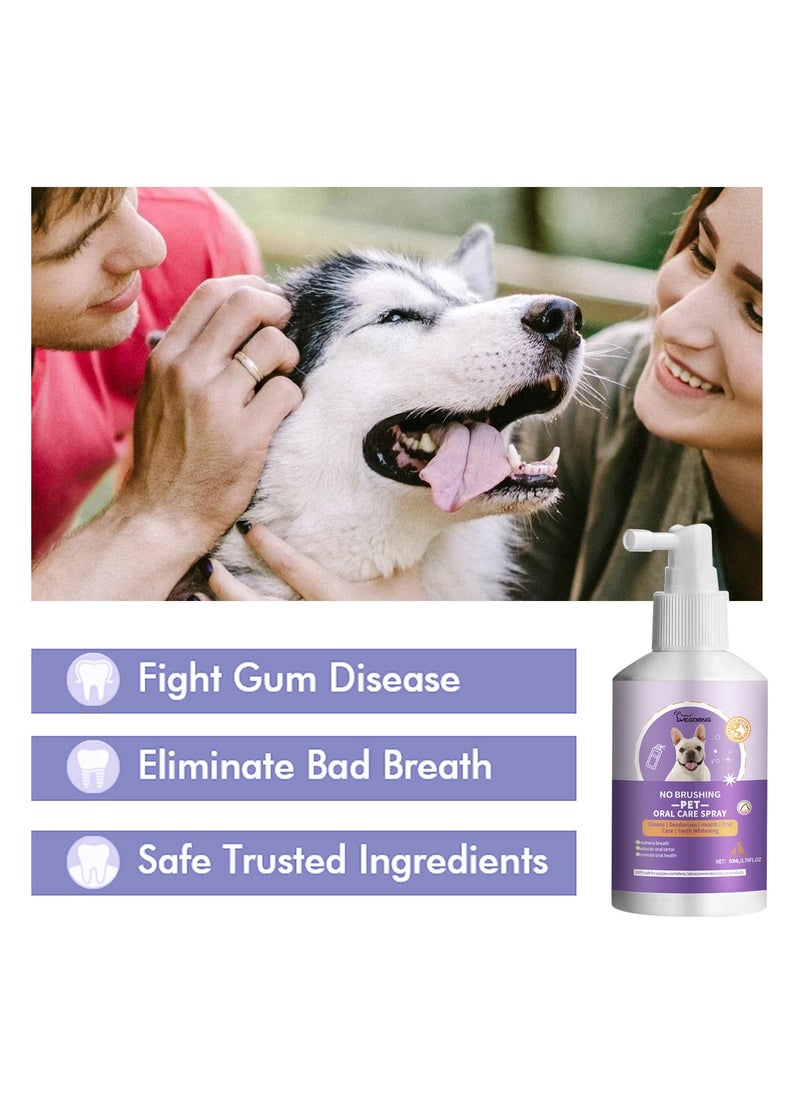 Dog and Cat Teeth Cleaning Spray Pet Breath Freshener Spray Care Cleaner Pet Oral Spray Teeth Cleaner Eliminate Bad Breath