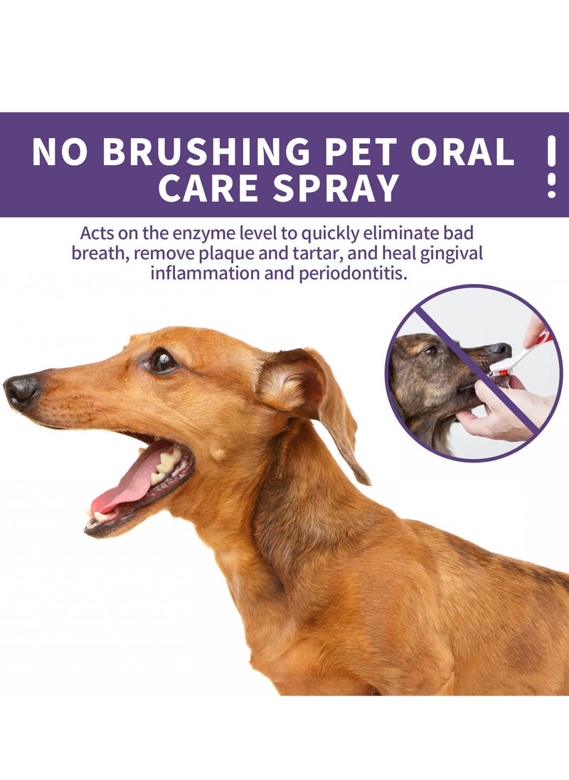 Dog and Cat Teeth Cleaning Spray Pet Breath Freshener Spray Care Cleaner Pet Oral Spray Teeth Cleaner Eliminate Bad Breath